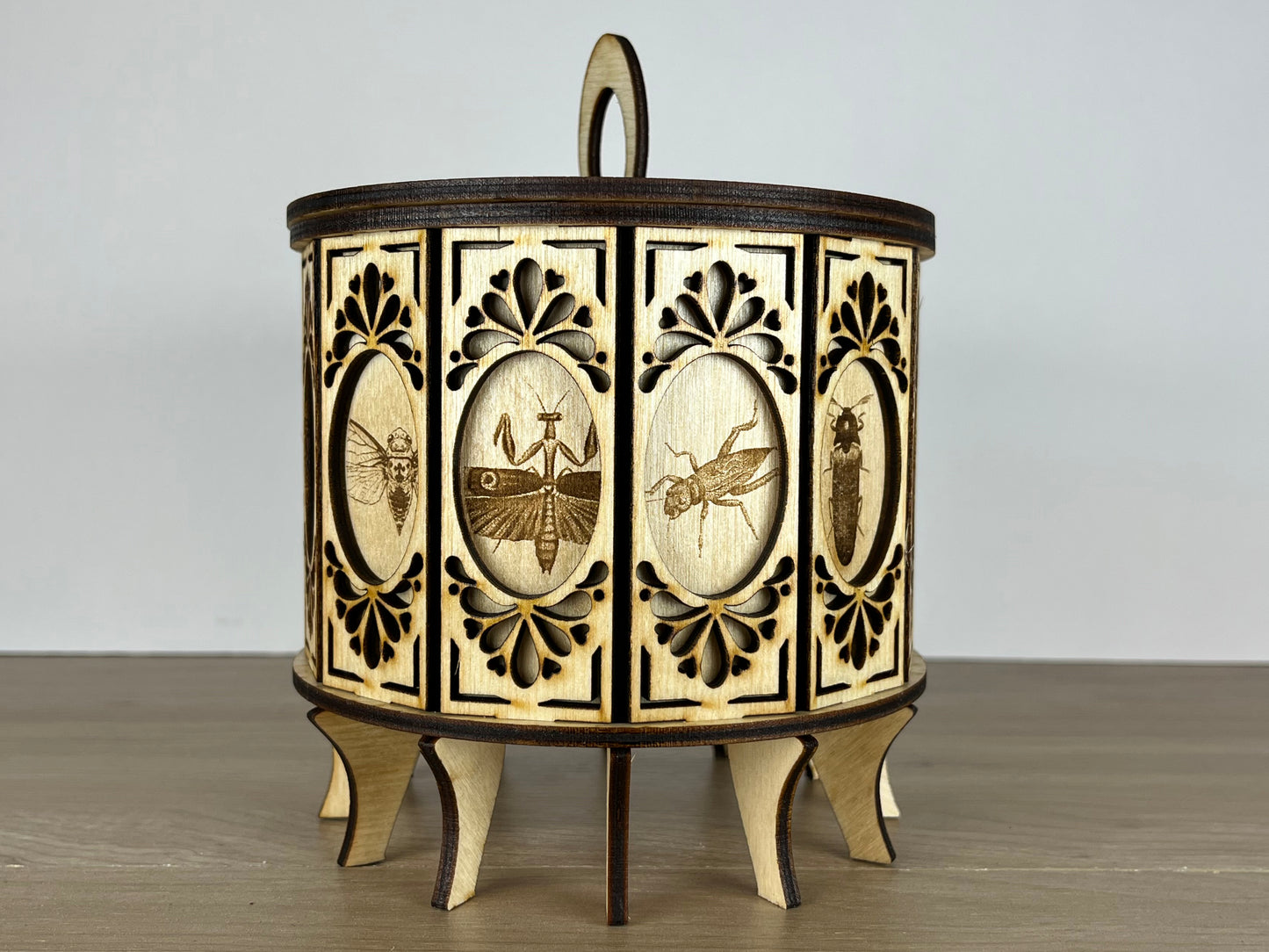 Insect Elegance: Handcrafted 12-Sided Wooden Gift Box