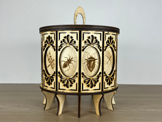 Insect Elegance: Handcrafted 12-Sided Wooden Gift Box