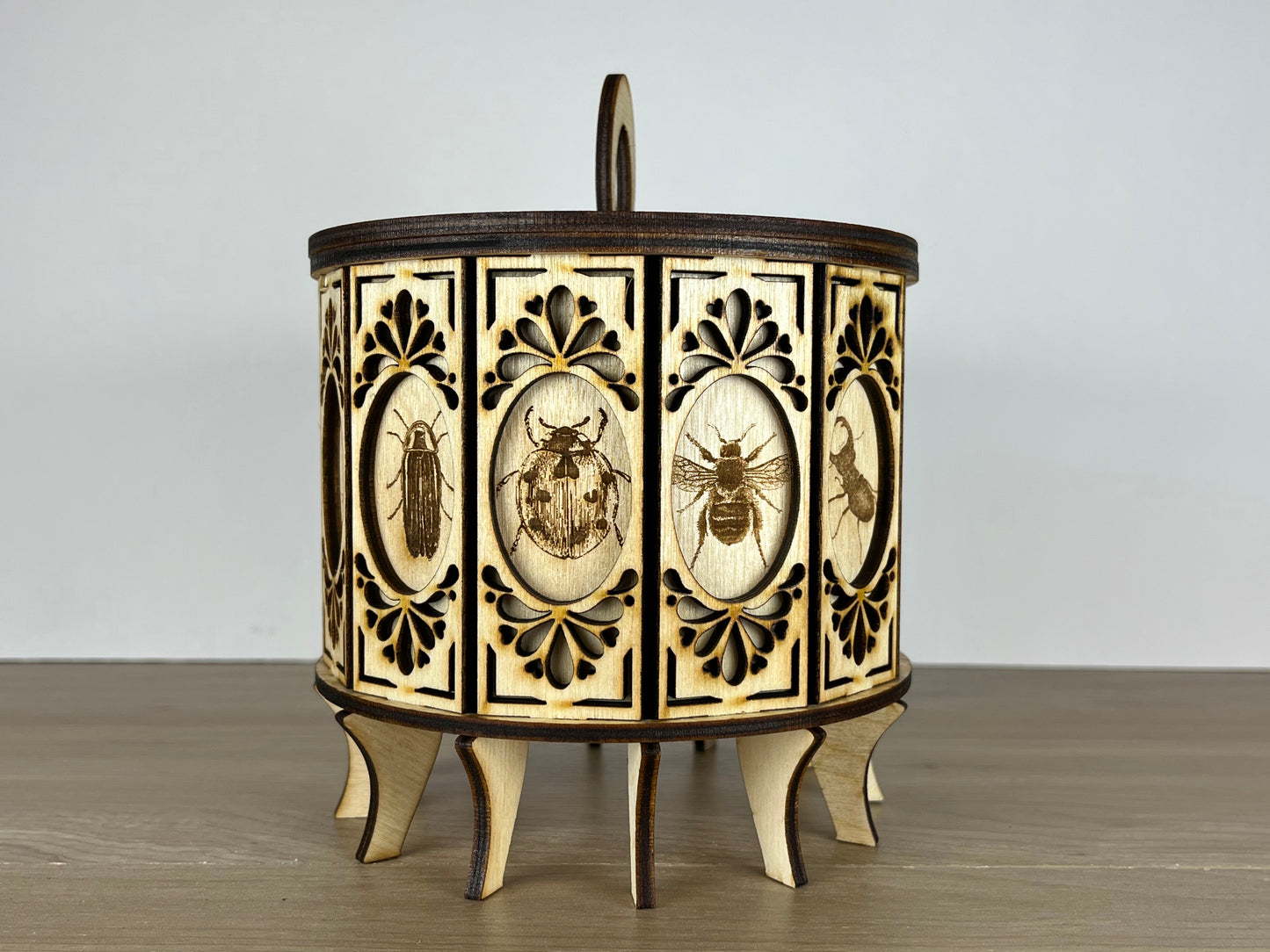 Insect Elegance: Handcrafted 12-Sided Wooden Gift Box