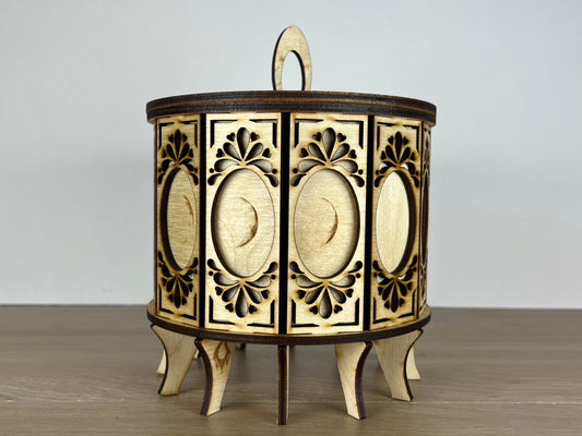 Celestial Phases: Handcrafted 12-Sided Wooden Gift Box