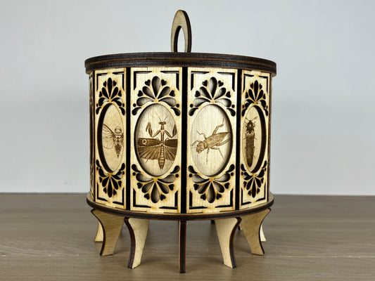 Insect Elegance: Handcrafted 12-Sided Wooden Gift Box
